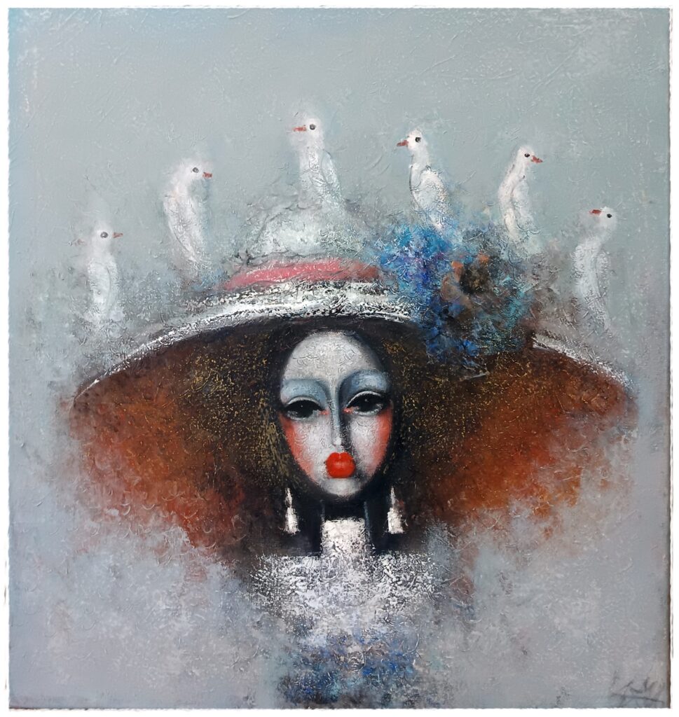 Libor Kawulok. Šest holubic. Olejomalba 65x70 cm